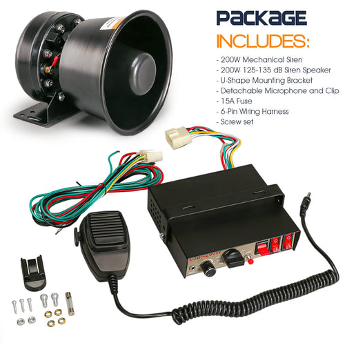 12V 200W Emergency Siren PA System with Handheld Microphone Z45334