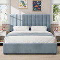Full Size Blue Velvet Upholstered Bed Frame V49703