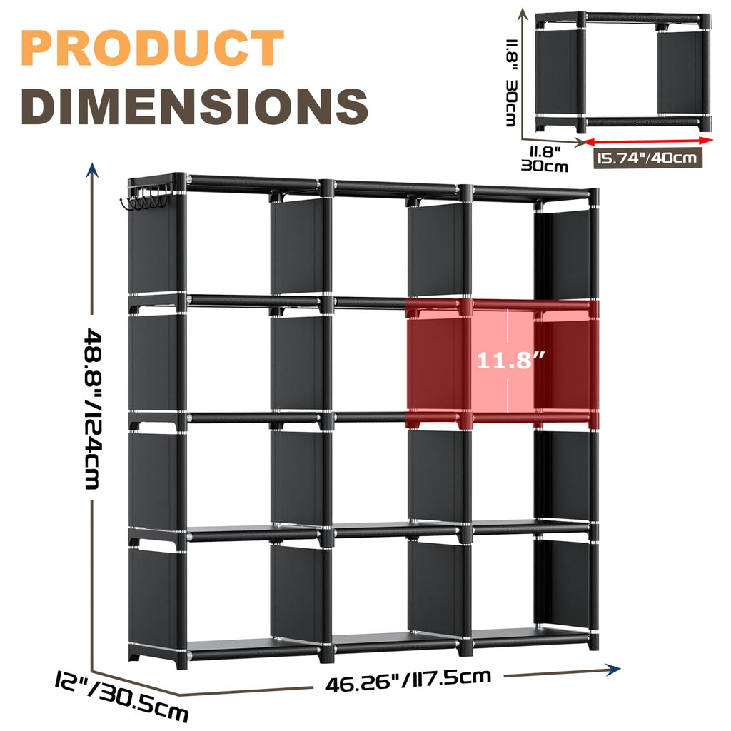 Black 12 Cube Metal Bookcase R76726