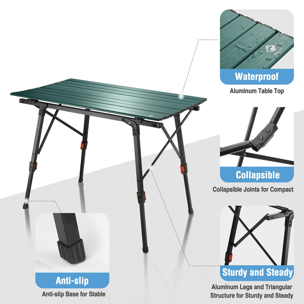 Portable Aluminum Camping Table with Adjustable Legs B7441