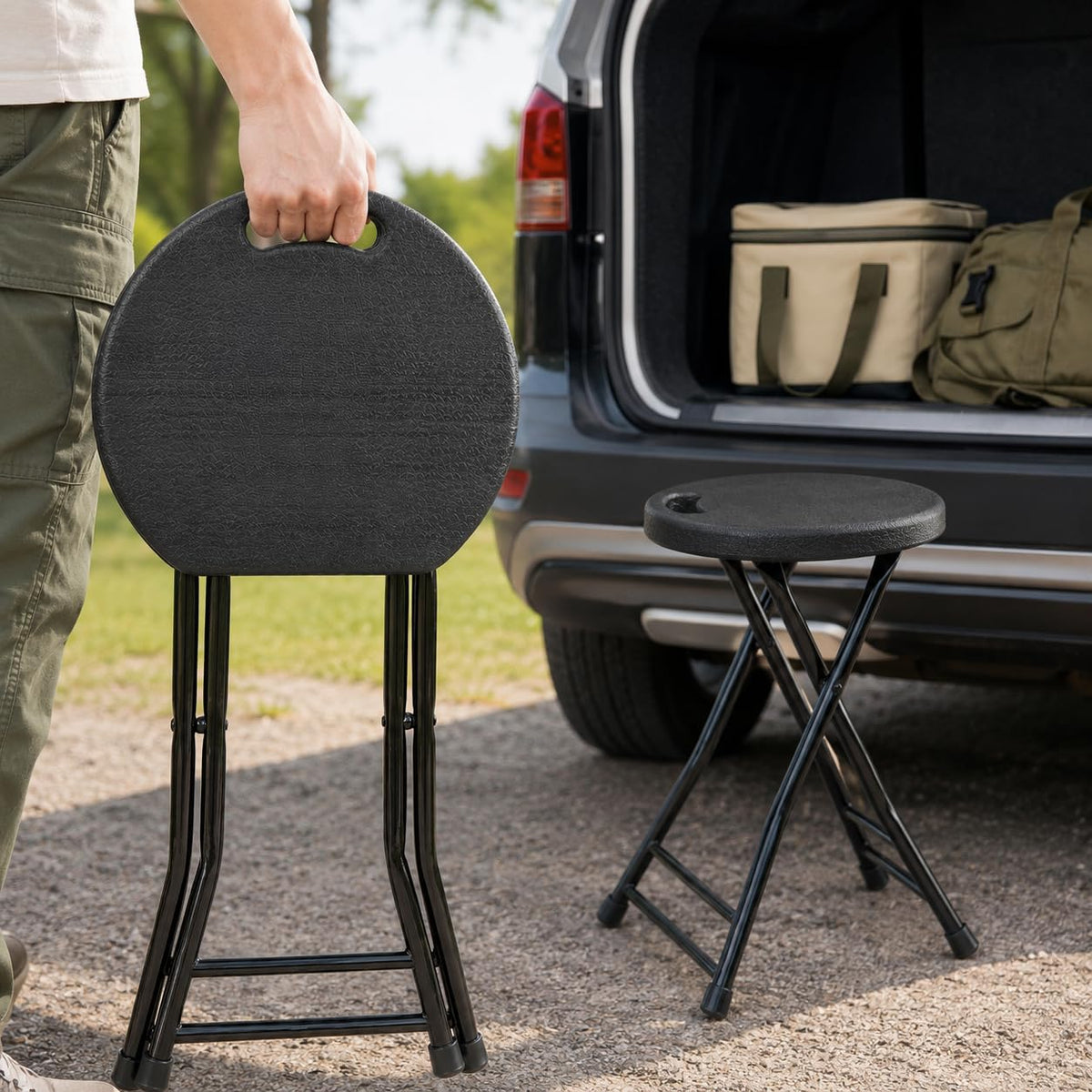 Folding Stool with Handle and Non-Slip Feet N6134