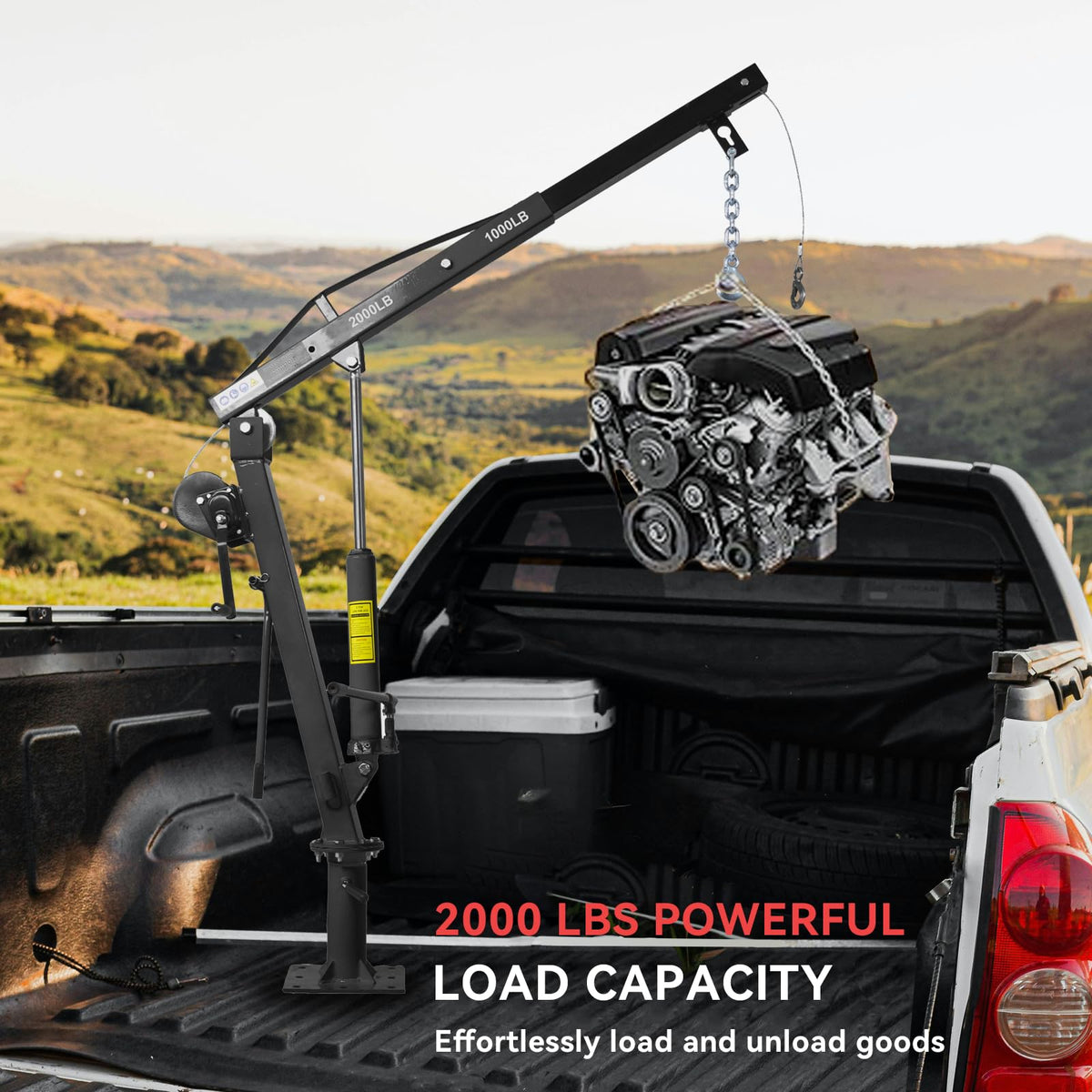 2000 lbs Folding Truck Crane with Hydraulic Winch R3073