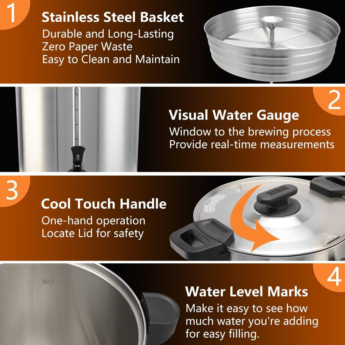 45 Cup 8L Commercial Coffee Urn 950W Hot Beverage Dispenser with Double Faucet L380