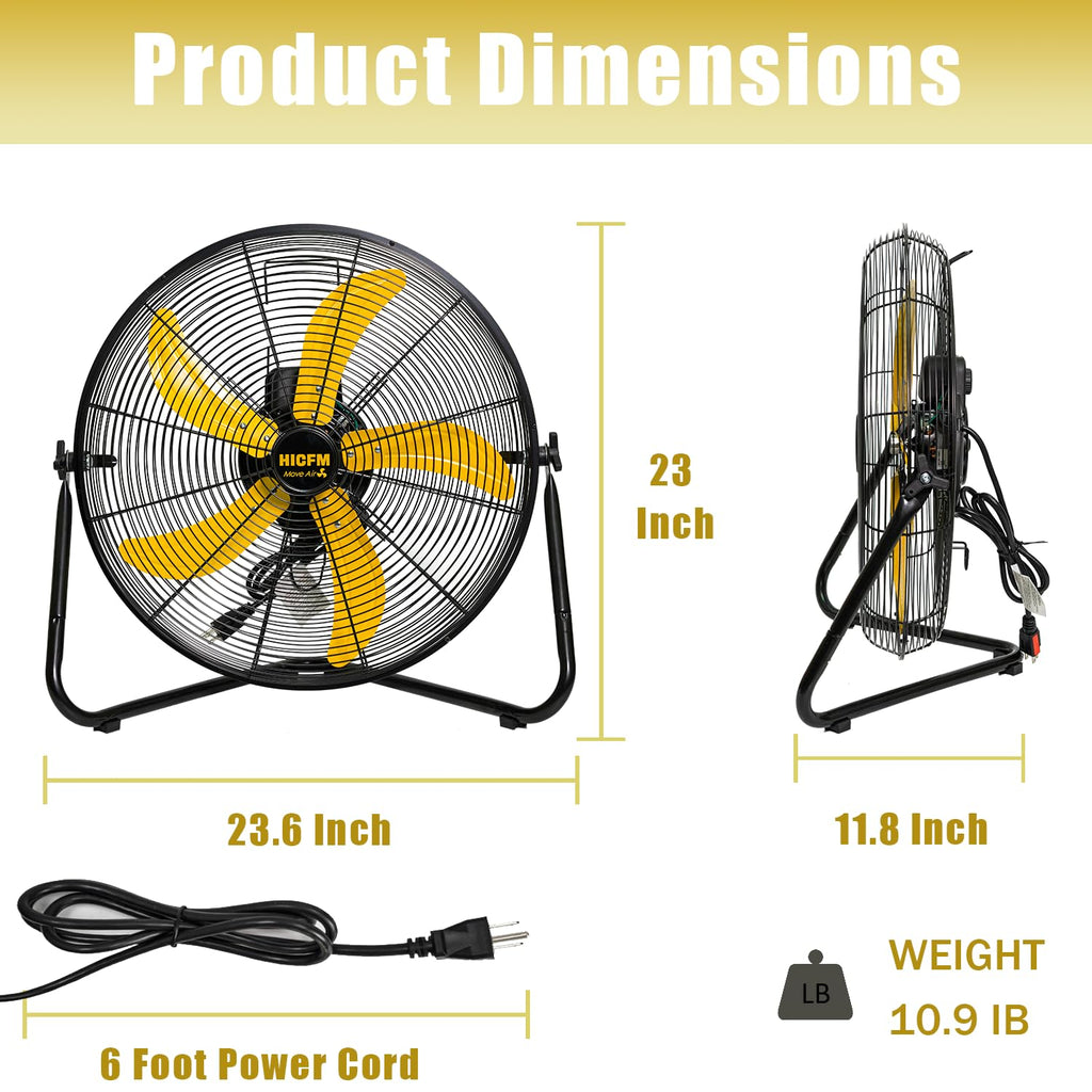 2 Pcs 20-inch 5300 CFM High Velocity Metal Floor Fan Z452531