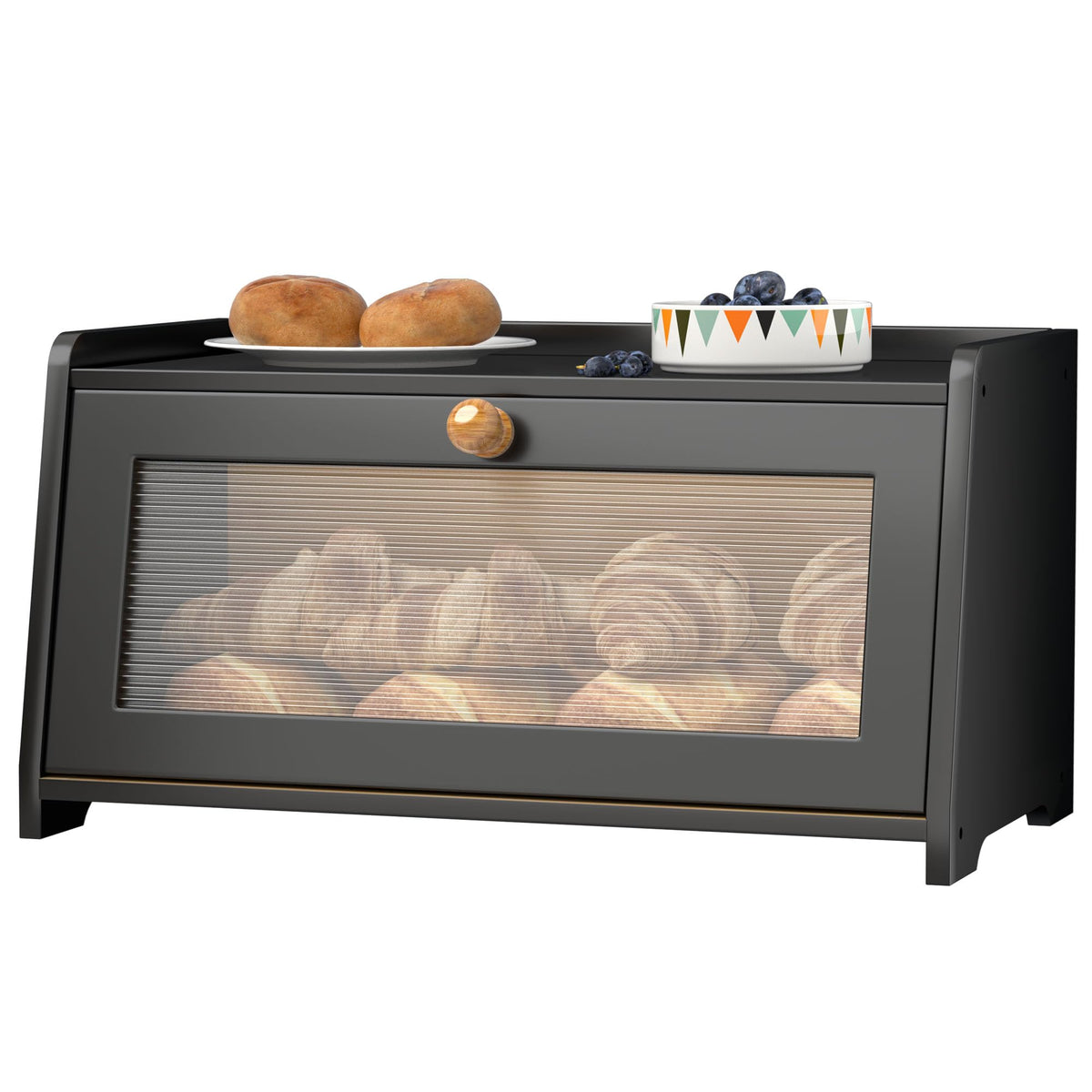 Black Wooden Bread Box I1850
