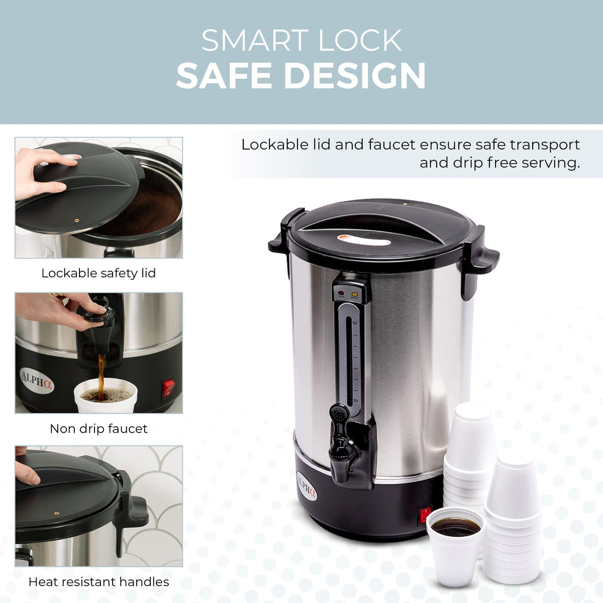 100 Cups Stainless Steel Electric Coffee Urn L9268