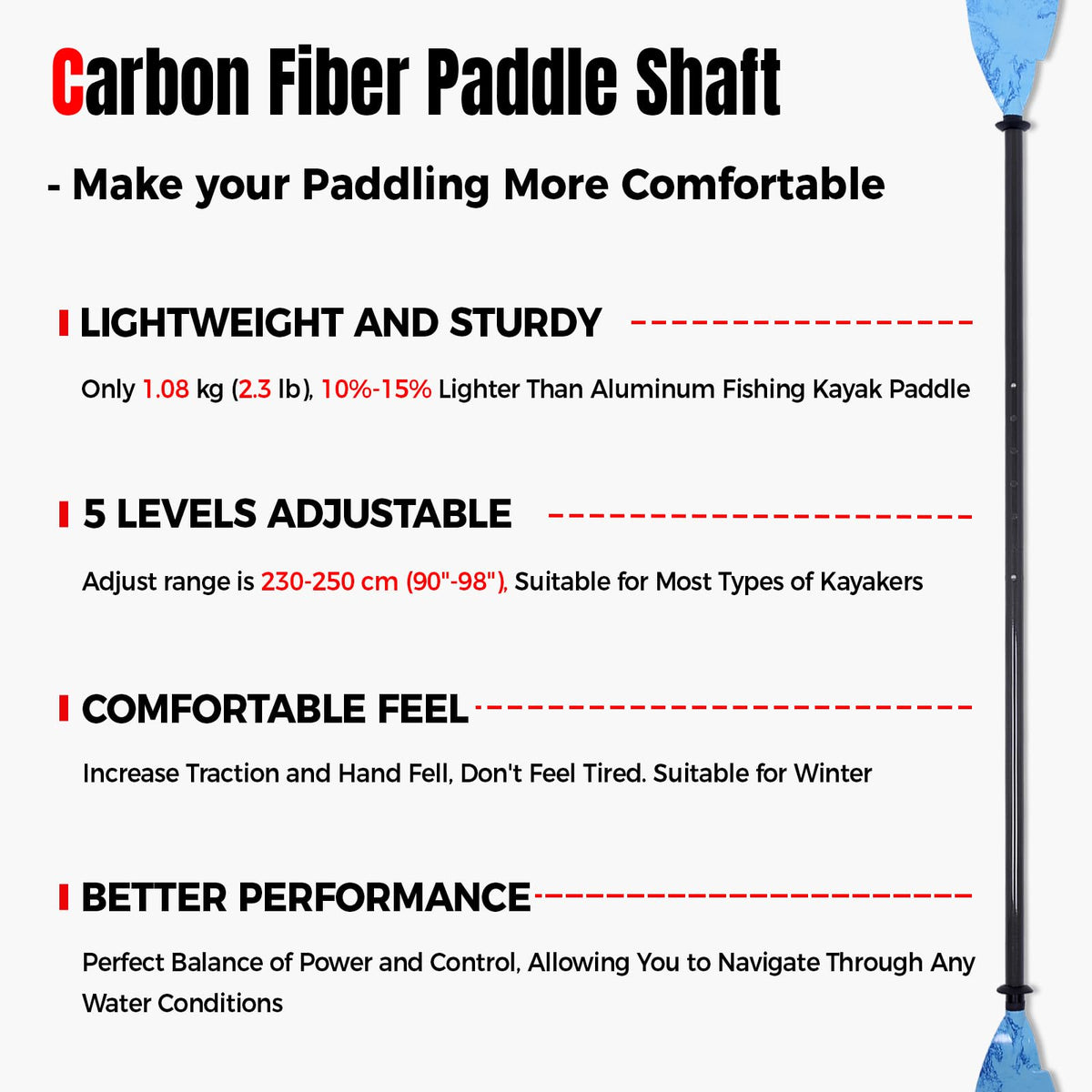 Adjustable Carbon Fiber Kayak Paddle R554