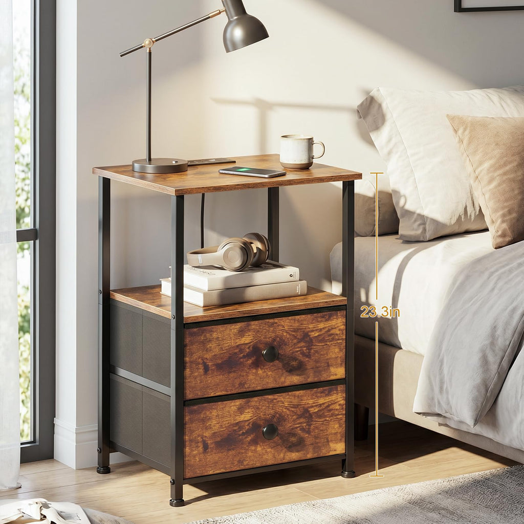 Nightstands Set of 2 with Charging Station N6891