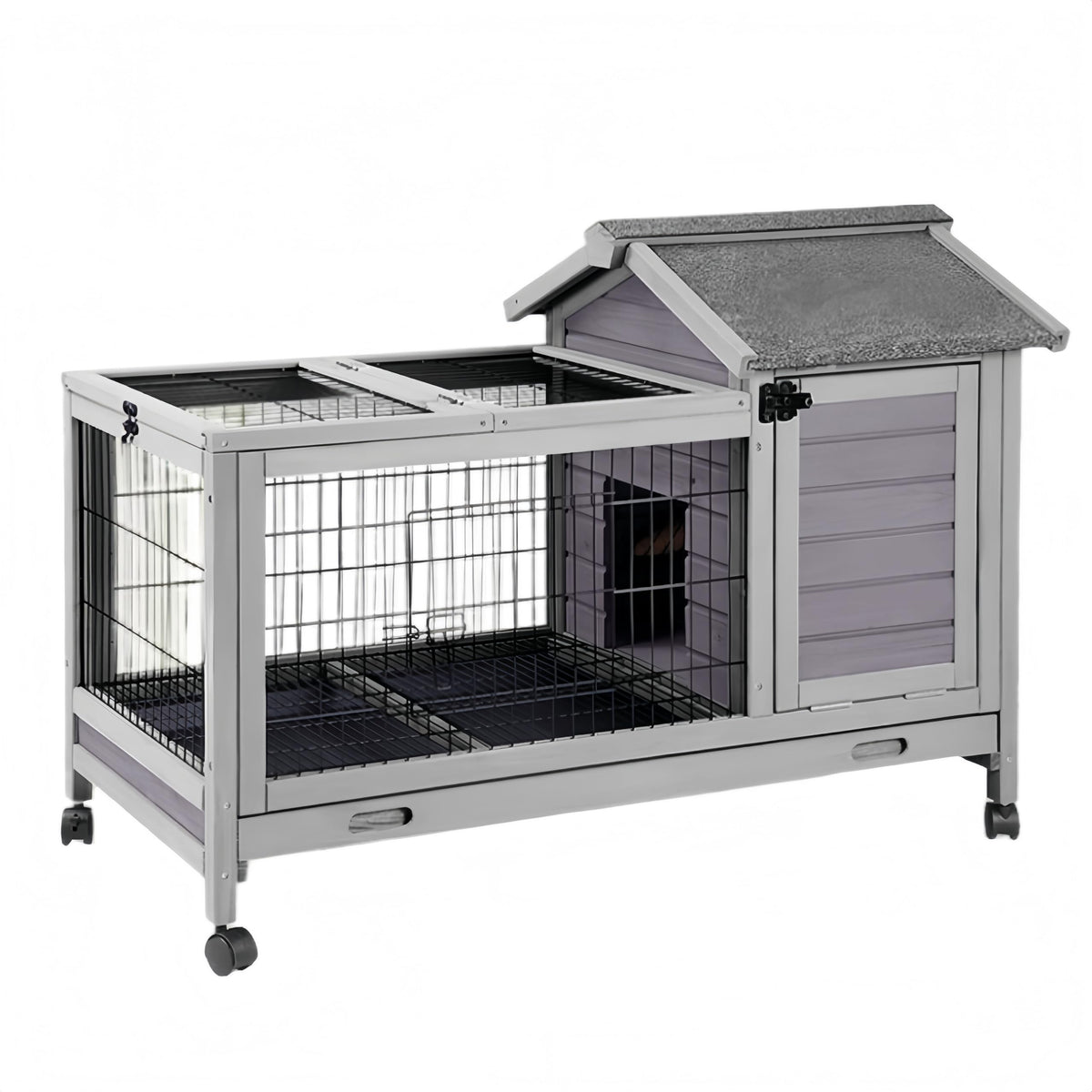 Wooden Rabbit Hutch with Removable Wire Netting and Leak Proof Tray K5037