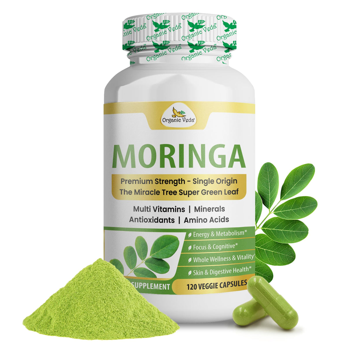 1000mg Organic Moringa Capsule 120 Vegan Capsule W808557