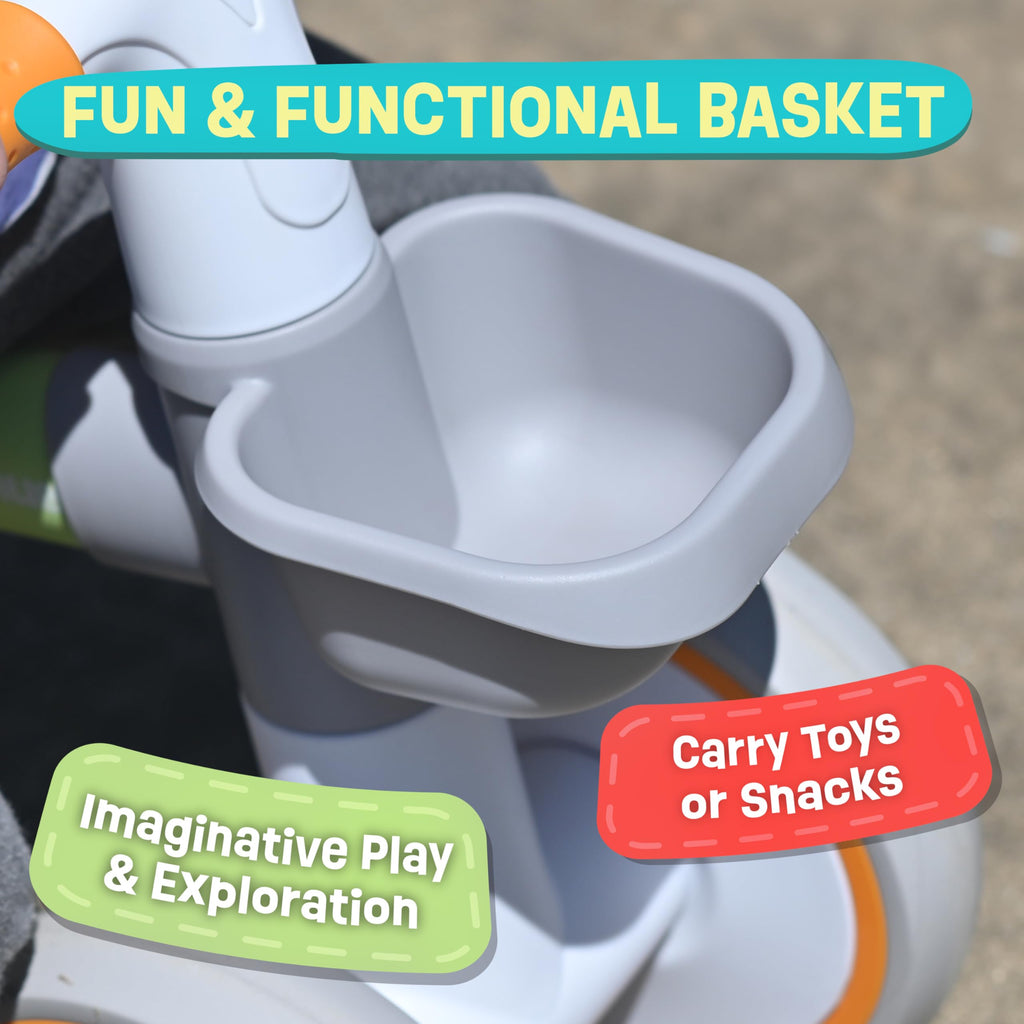 12-24 Month 4 Wheels Adjustable Seat Baby Balance Bike with Storage Basket I6805