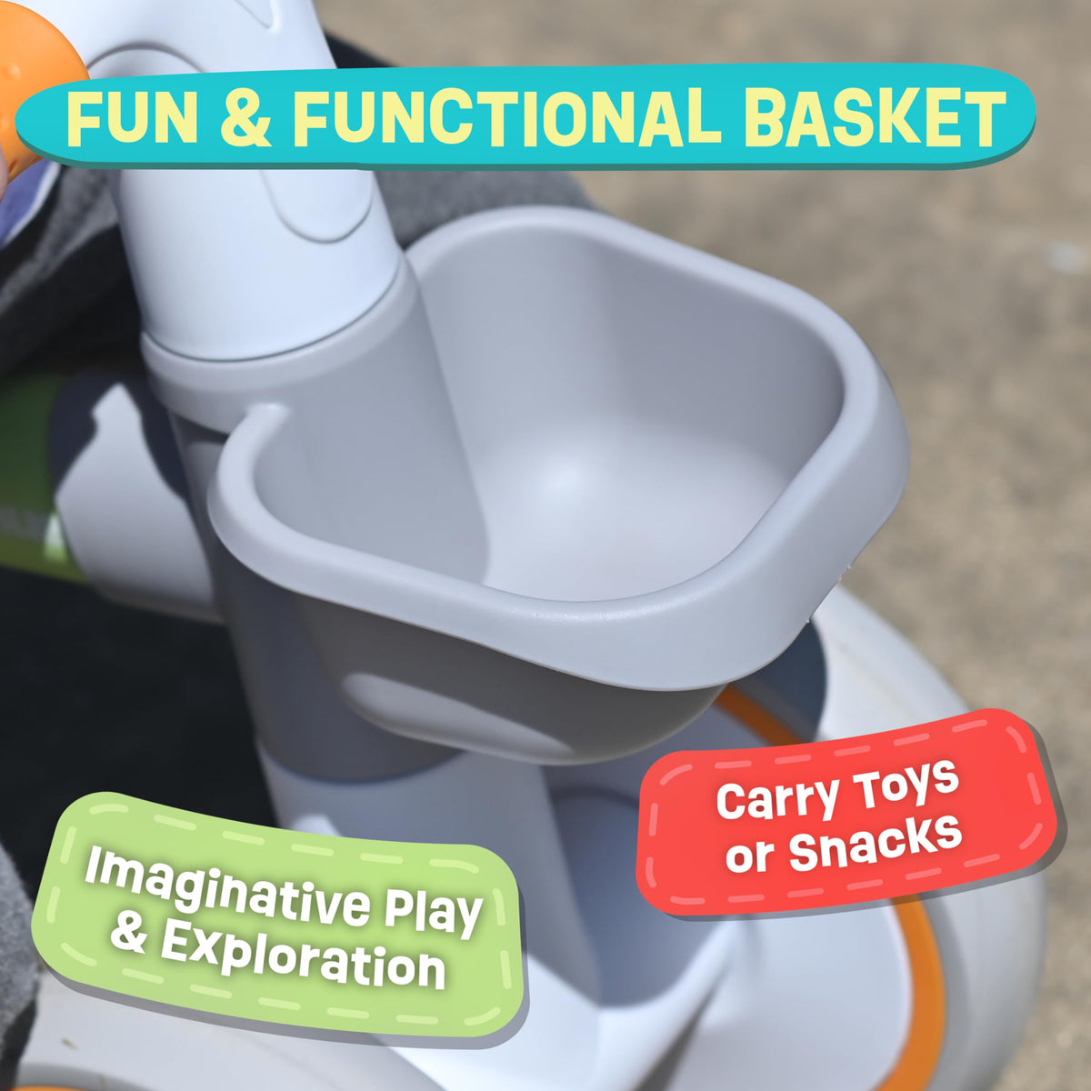 12-24 Month 4 Wheels Adjustable Seat Baby Balance Bike with Storage Basket I6805