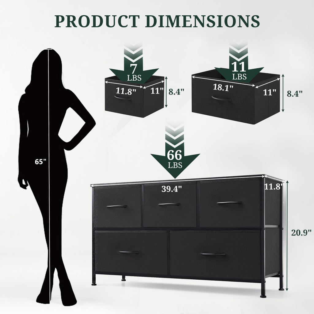5 Drawer Fabric Dresser X7838