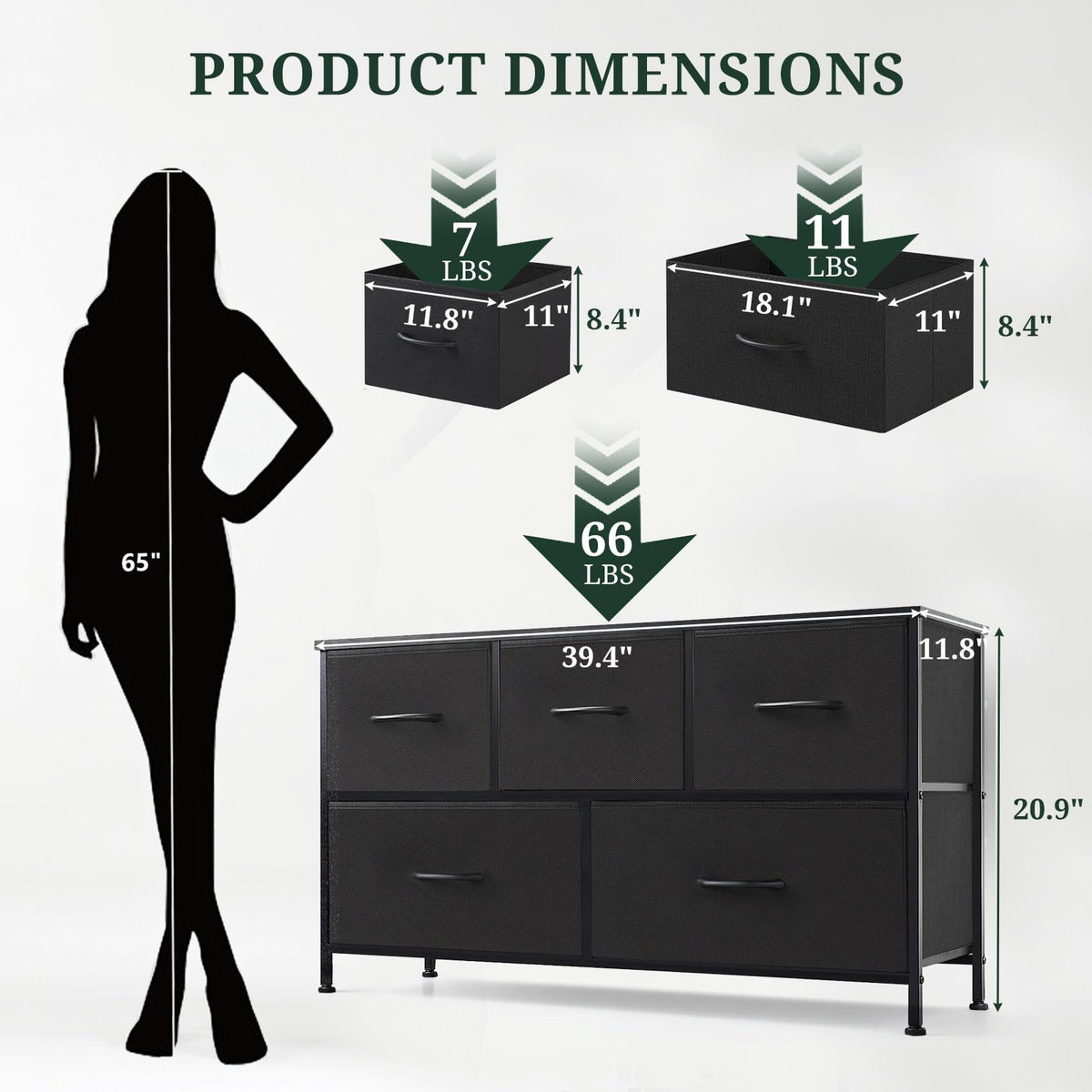 5 Drawer Fabric Dresser X7838