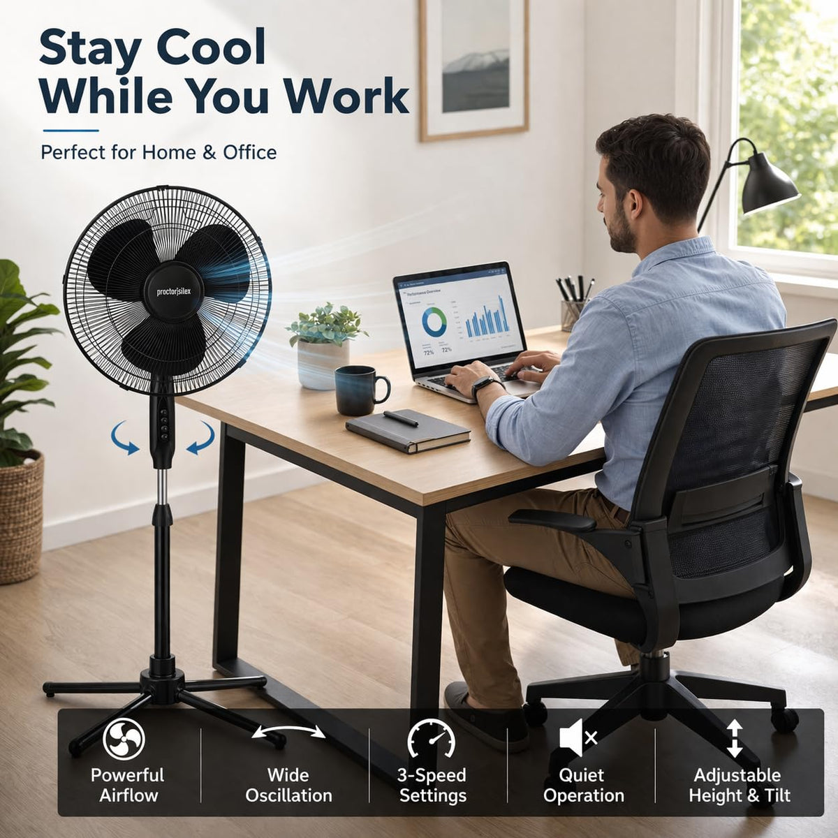 16-Inch 3-Speed Oscillating Pedestal Fan G151307
