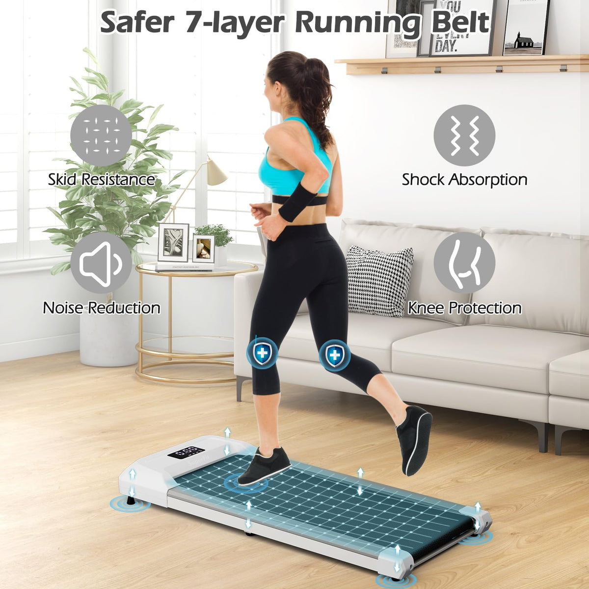 Under Desk Treadmill 265 lbs Capacity Portable 2 in 1 U898