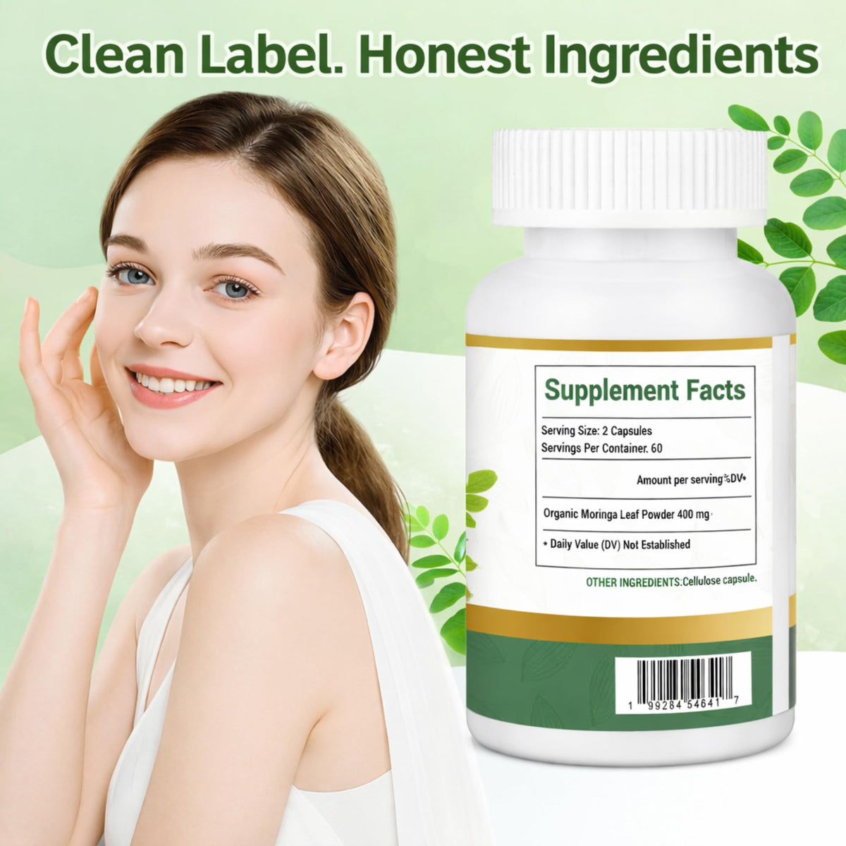 Organic Moringa Capsules 800mg 120 Count M4920