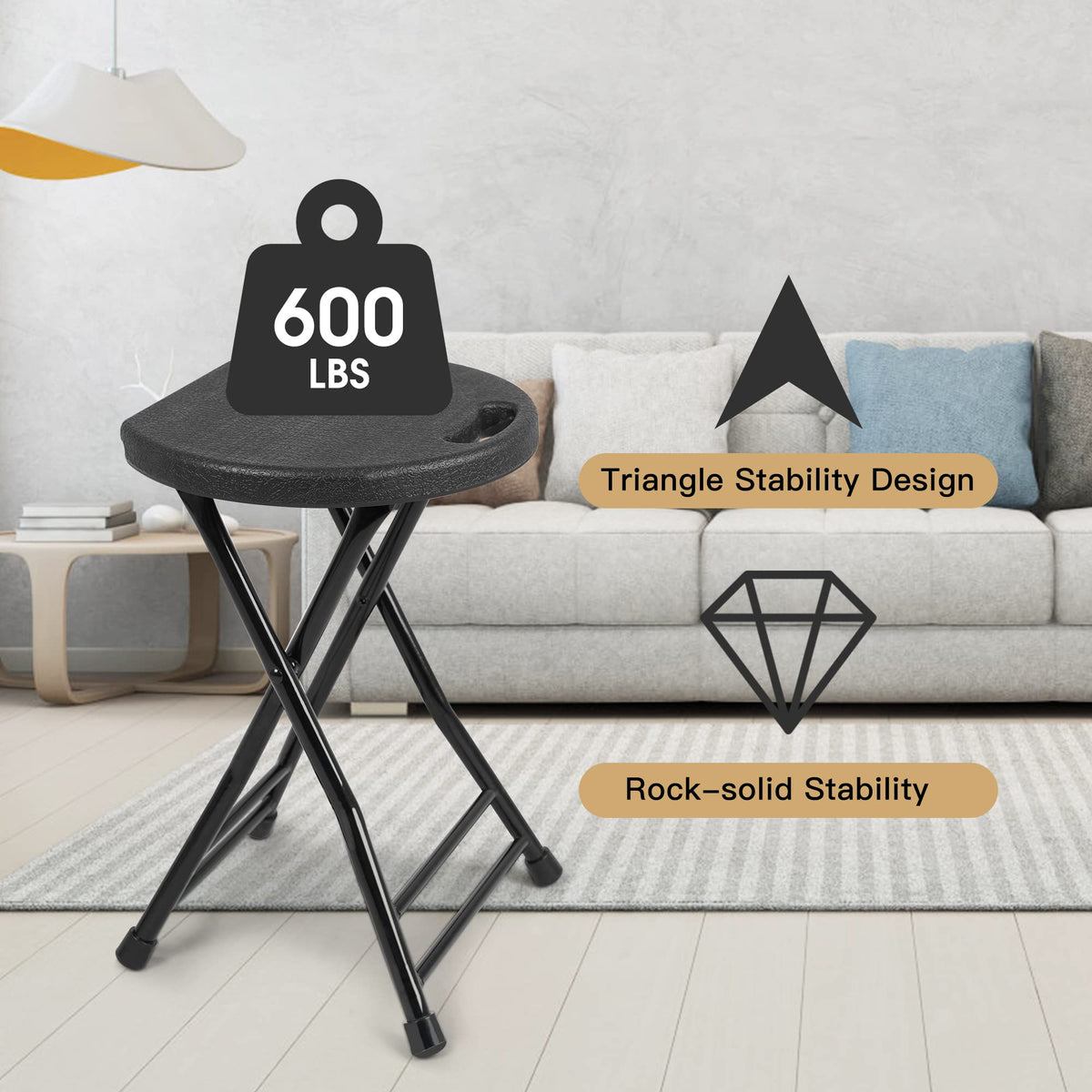 Folding Stool with Handle and Non-Slip Feet N6134
