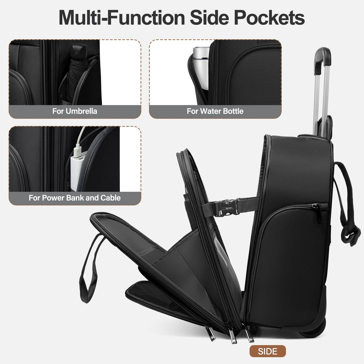 16-Inch Underseat Carry on Luggage with Wheels Black N692963