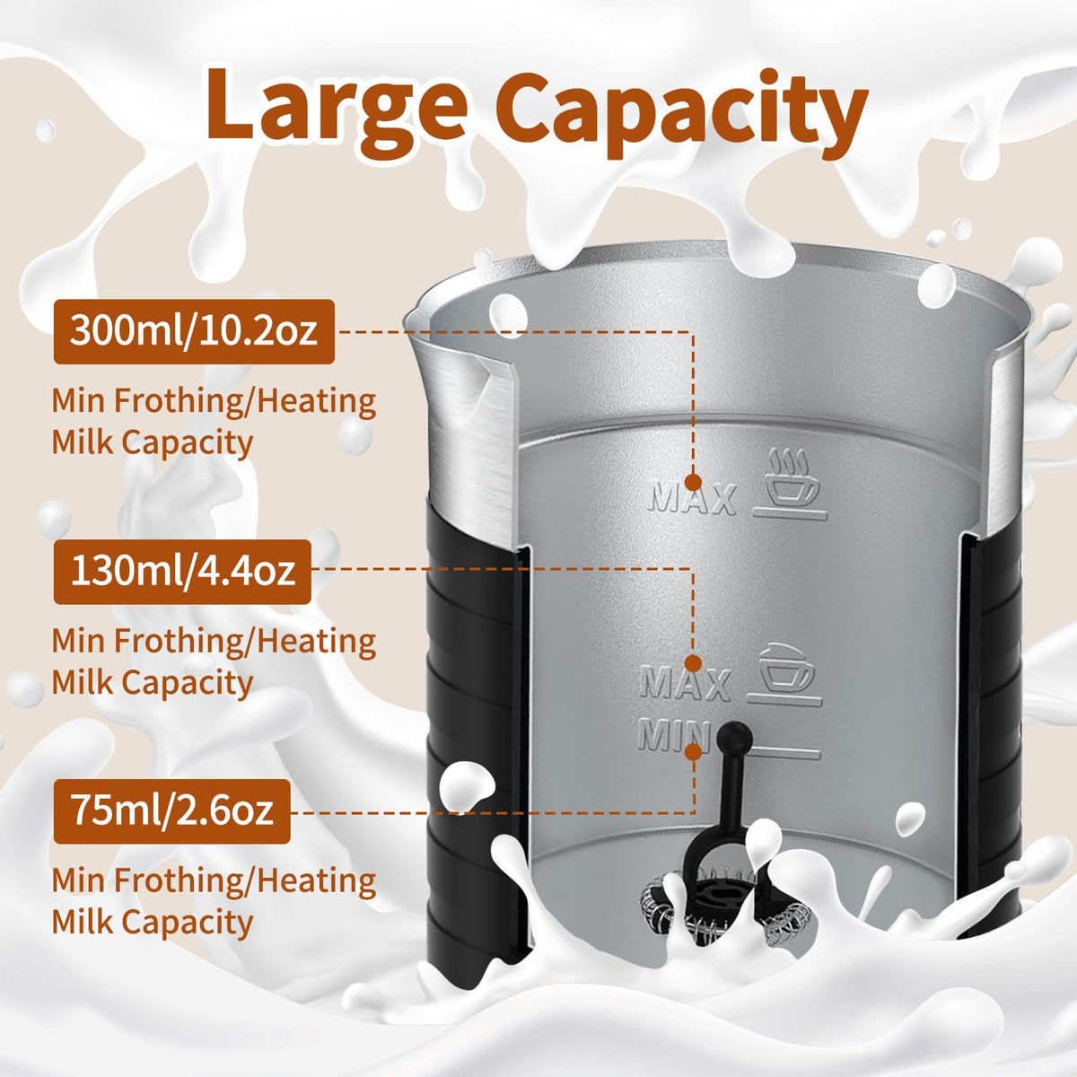 4 In 1 Electric Milk Frother Steamer 350ml Q145732