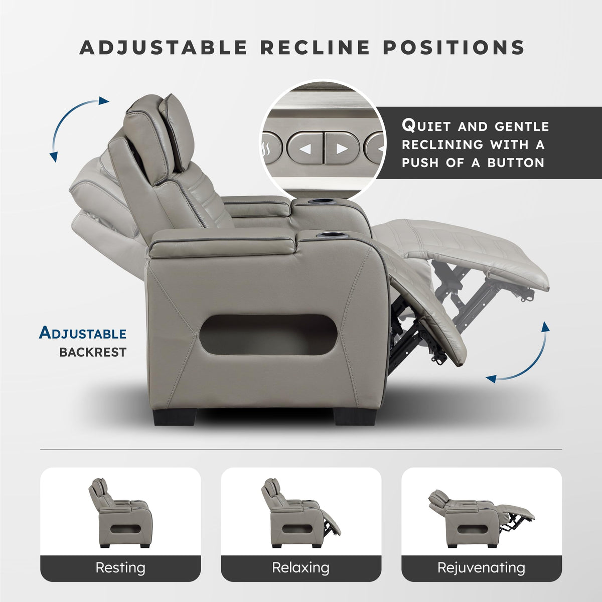 Gray Top Grain Leather Match Double Reclining Loveseat S20505
