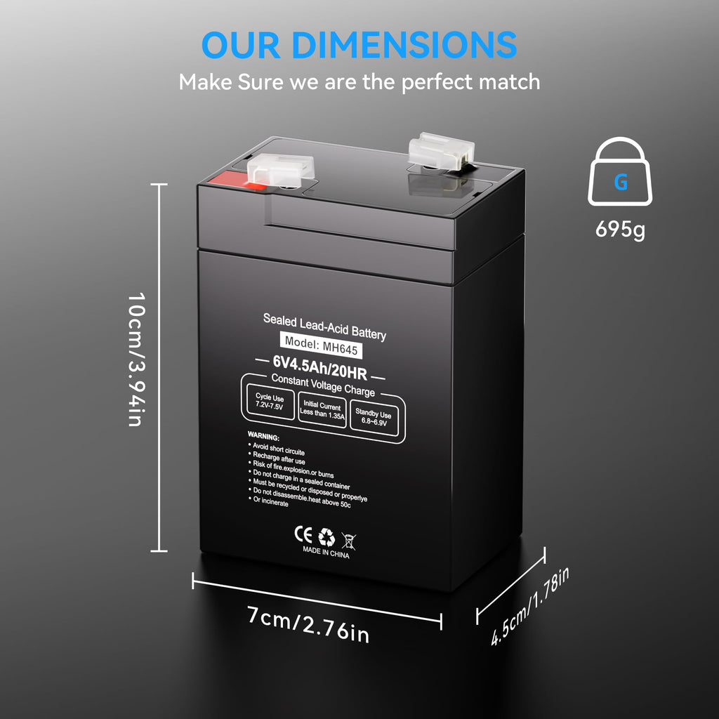 6V 4.5Ah Rechargeable SLA AGM Battery, 6 Pack Z587643