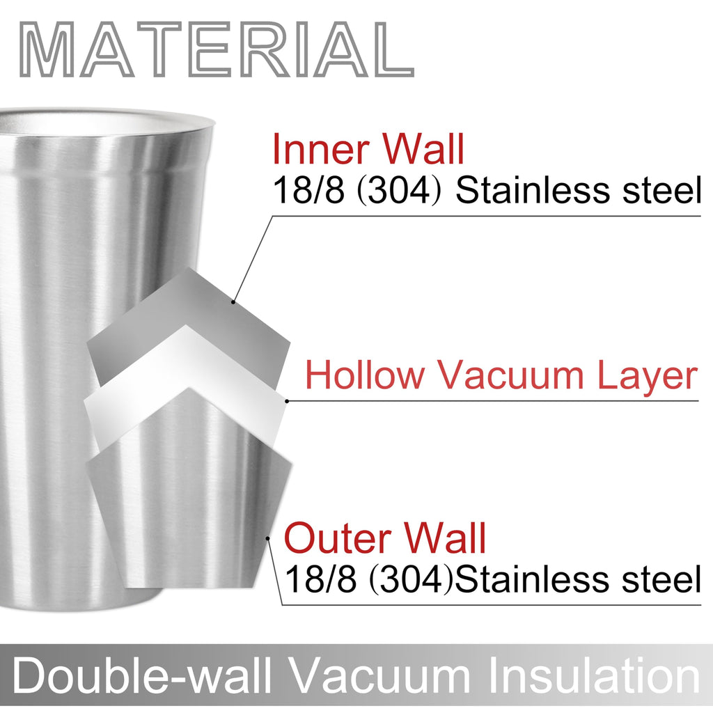 Stainless Steel Double Walled Insulated Cups Set of 2 Stackable 16oz R420