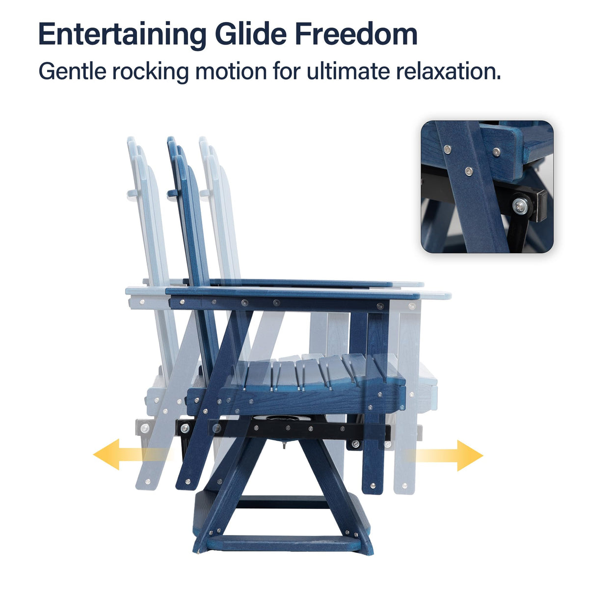 Blue 360° Swivel HDPE Adirondack Glider Chair J286174
