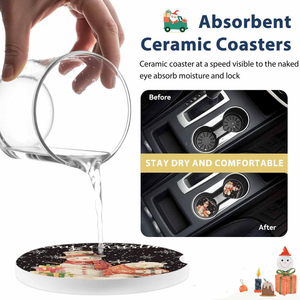 Absorbent Ceramic Stone Car Coasters Set of 2 L818
