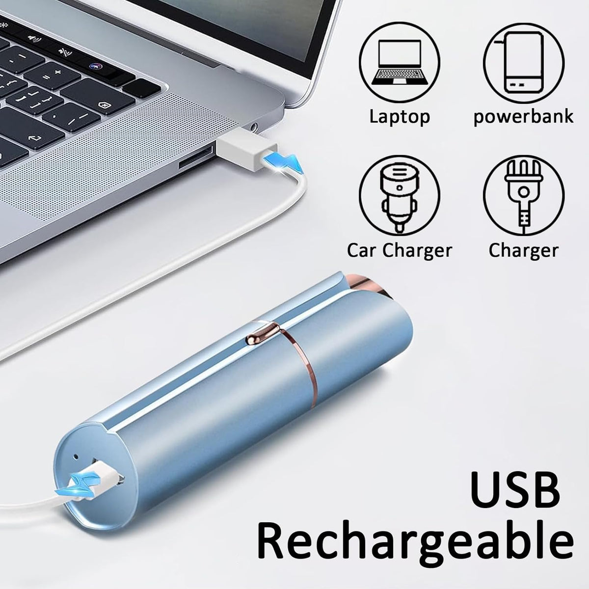Facial Hair Removal USB Rechargeable 3 Replacement Heads W55343