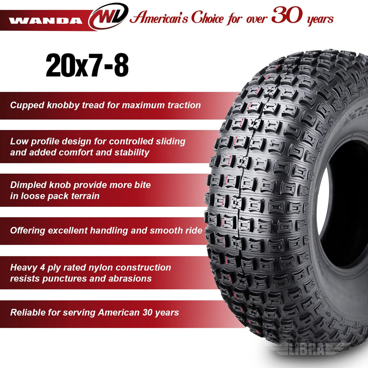 Set 2 ATV Tires 20x7-8 4PR C9086