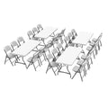 6 Ft Rectangular 4 Folding Tables and 24 Chairs Set White Granite O218077
