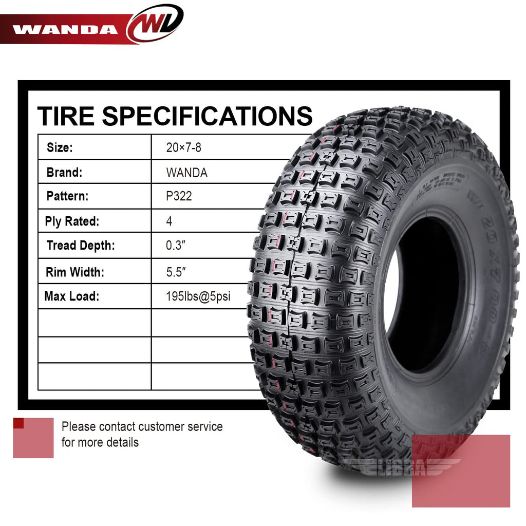 Set 2 ATV Tires 20x7-8 4PR C9086