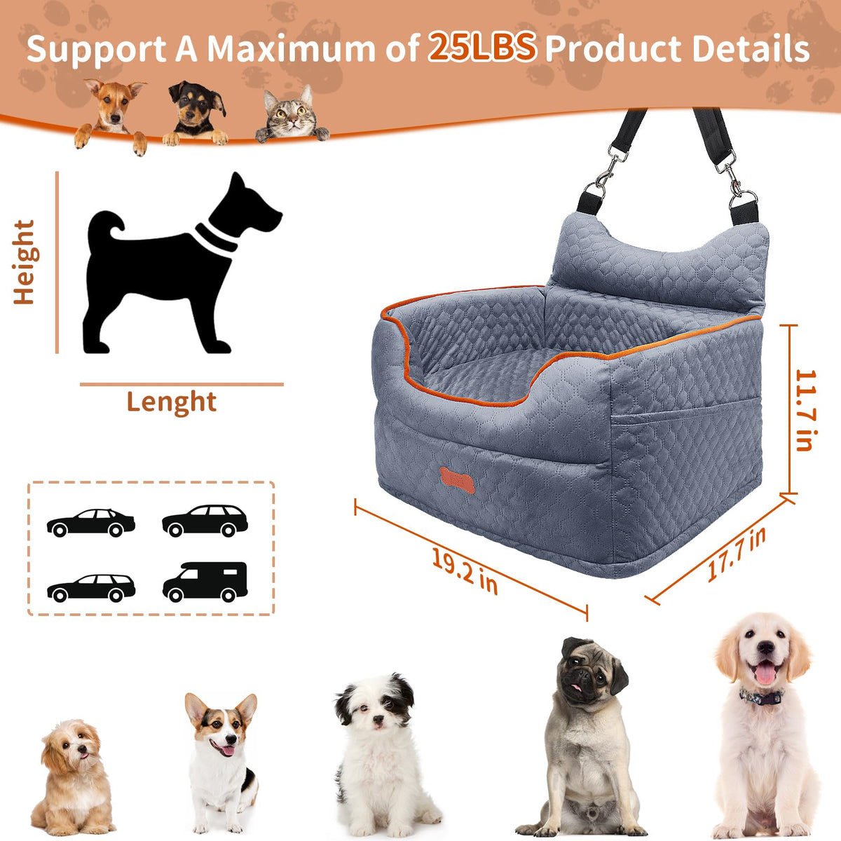 Dog Car Seat with Memory Foam Cushion S23323