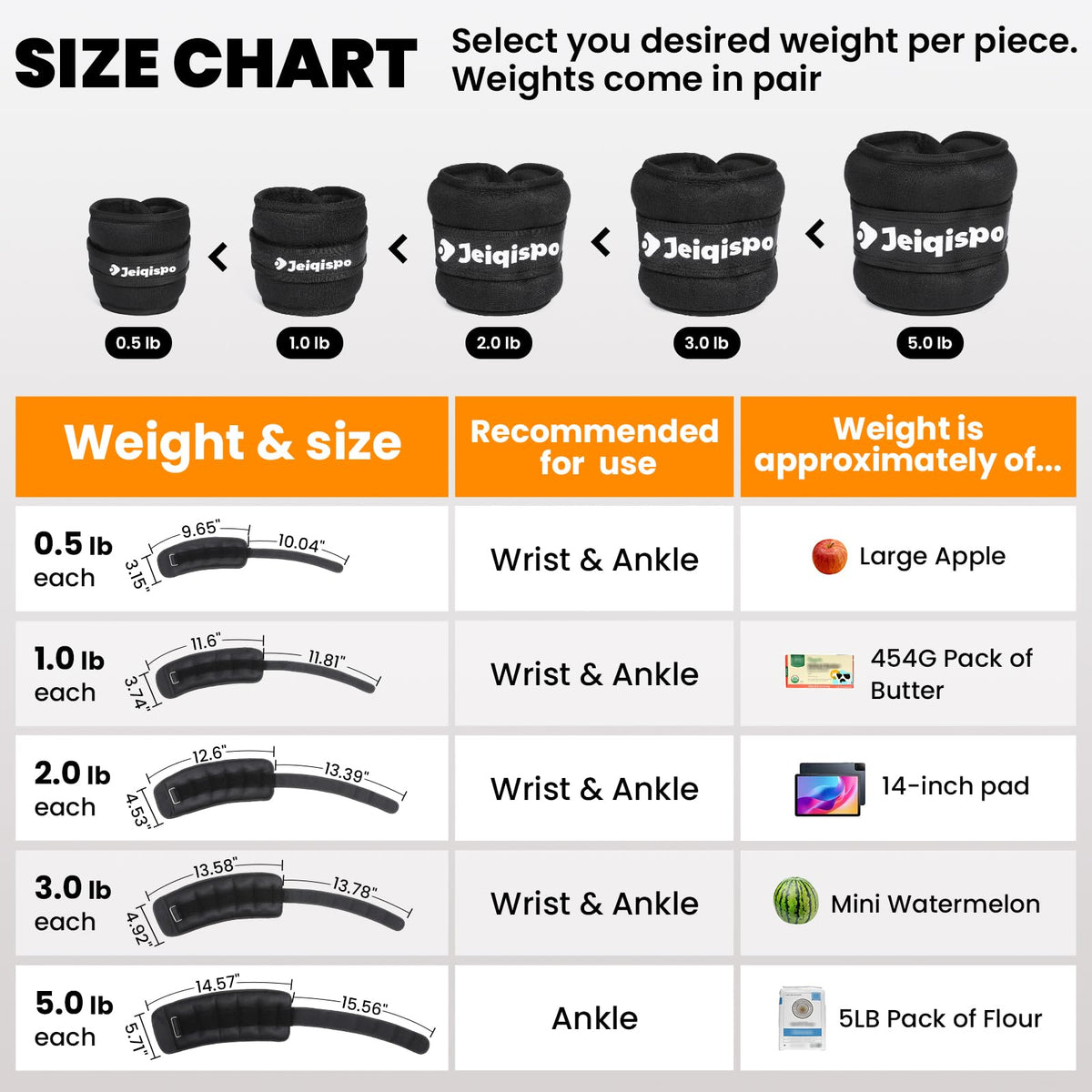 Ankle Weights 1 Pair with Adjustable Straps M6805