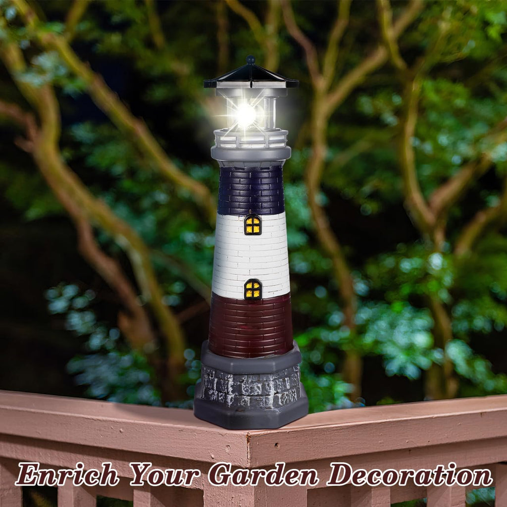 Solar Lighthouse Statue, Resin Waterproof, Black, 4.72 X 4.72 X 14.76 Inches P3110