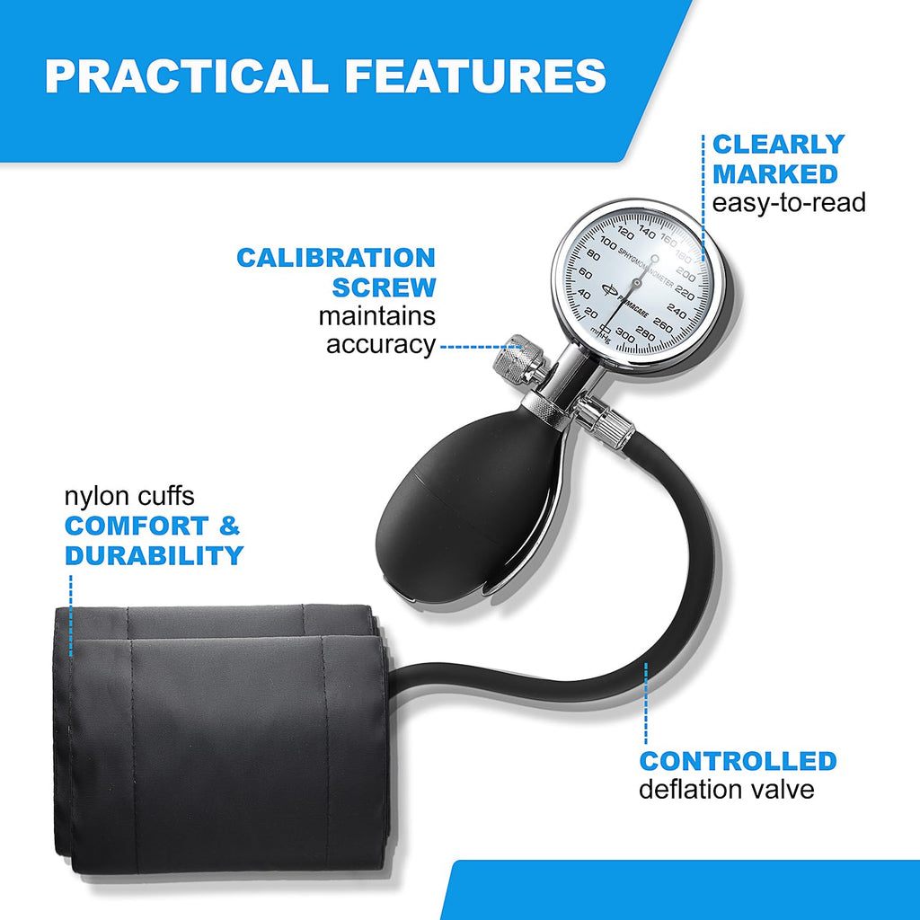Aneroid Sphygmomanometer and Blood Pressure Cuff Set with 5 Sized Nylon Cuffs U4342
