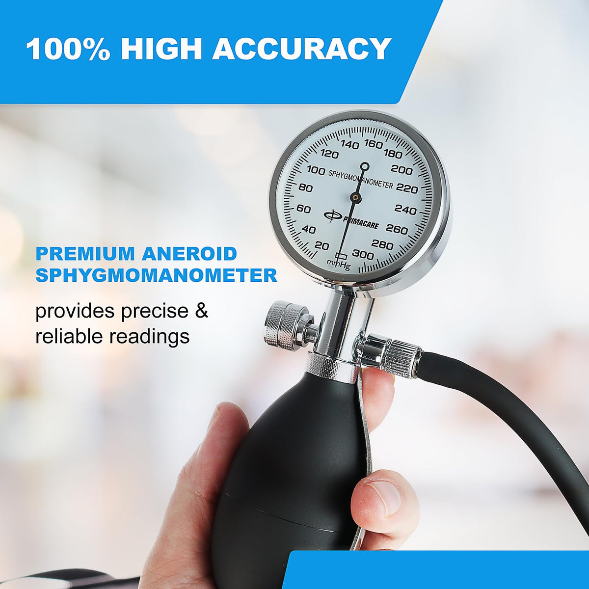 Aneroid Sphygmomanometer and Blood Pressure Cuff Set with 5 Sized Nylon Cuffs U4342