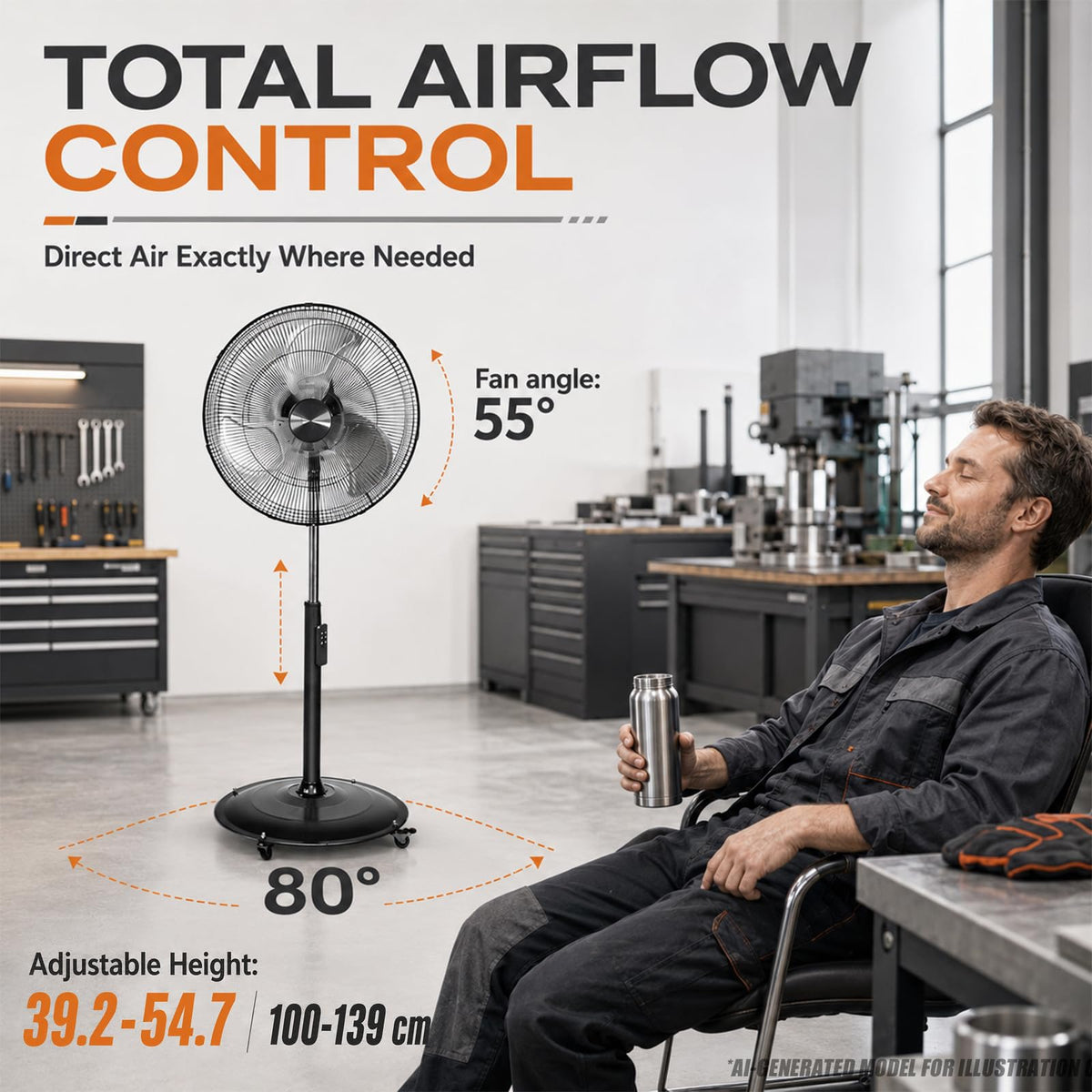18" Black Oscillating Pedestal Fan with Remote P82892