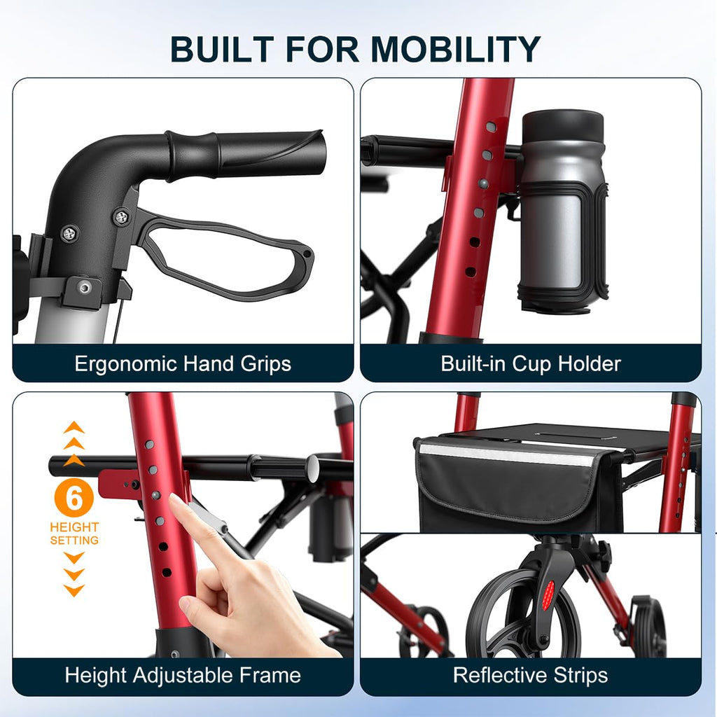 Foldable Rollator Walker with Seat T29212