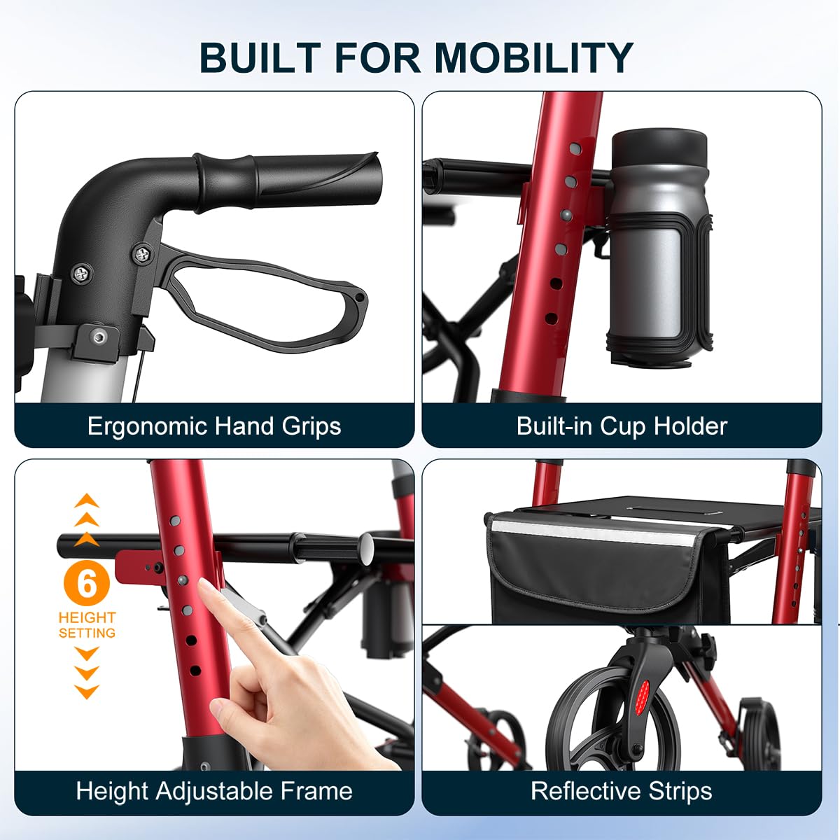 Foldable Rollator Walker with Seat T29212