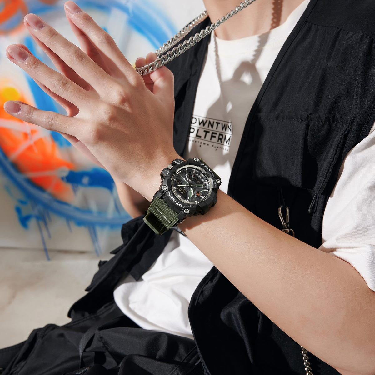 Waterproof Fluorescent Green Digital Watches D43889