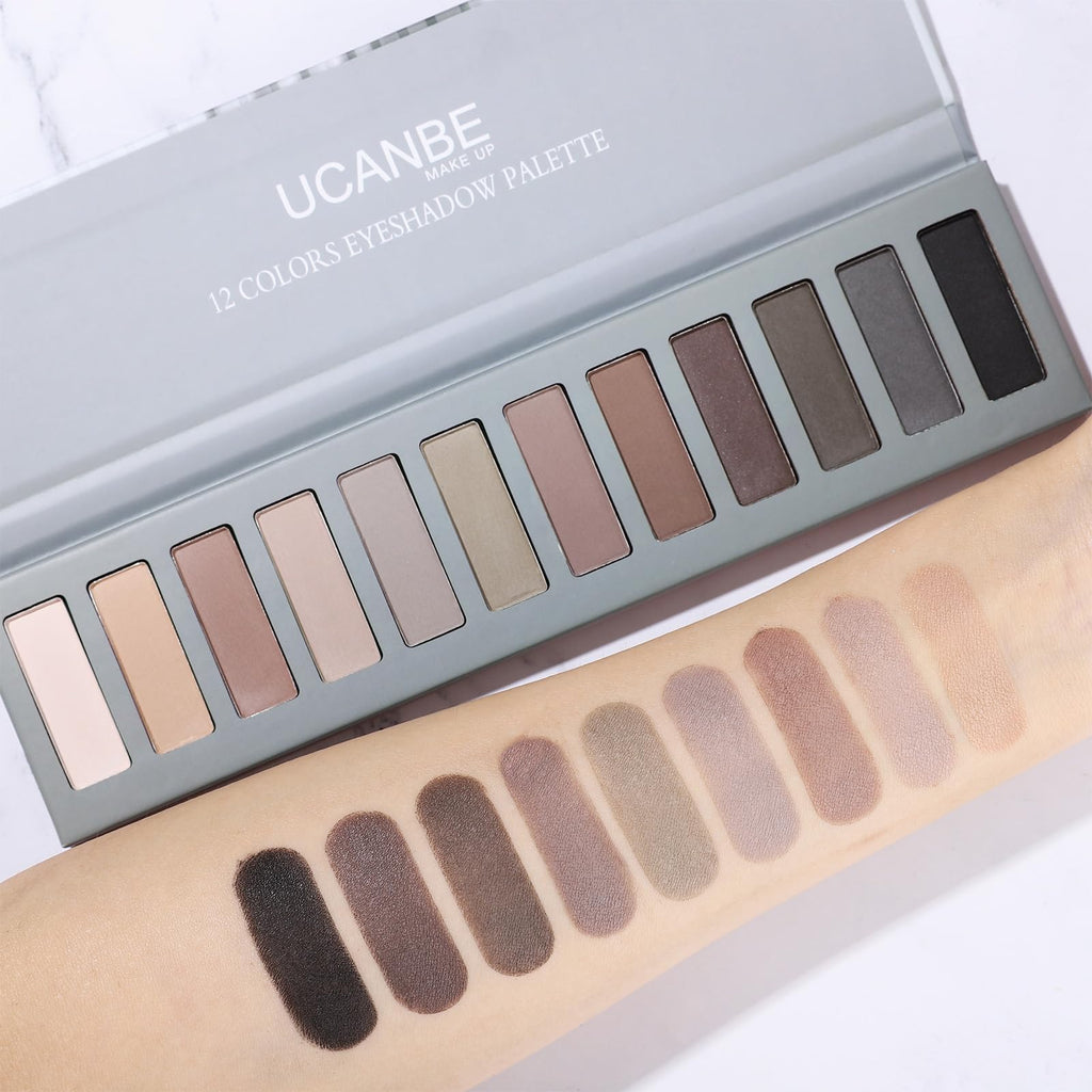 12 Color Neutral Matte Shimmer Eyeshadow Palette with Brush Y738