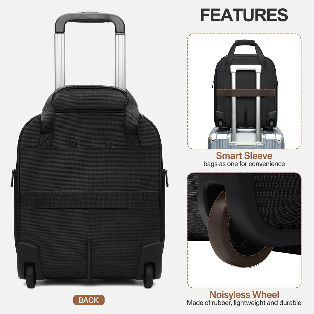 16-Inch Underseat Carry on Luggage with Wheels Black N692963