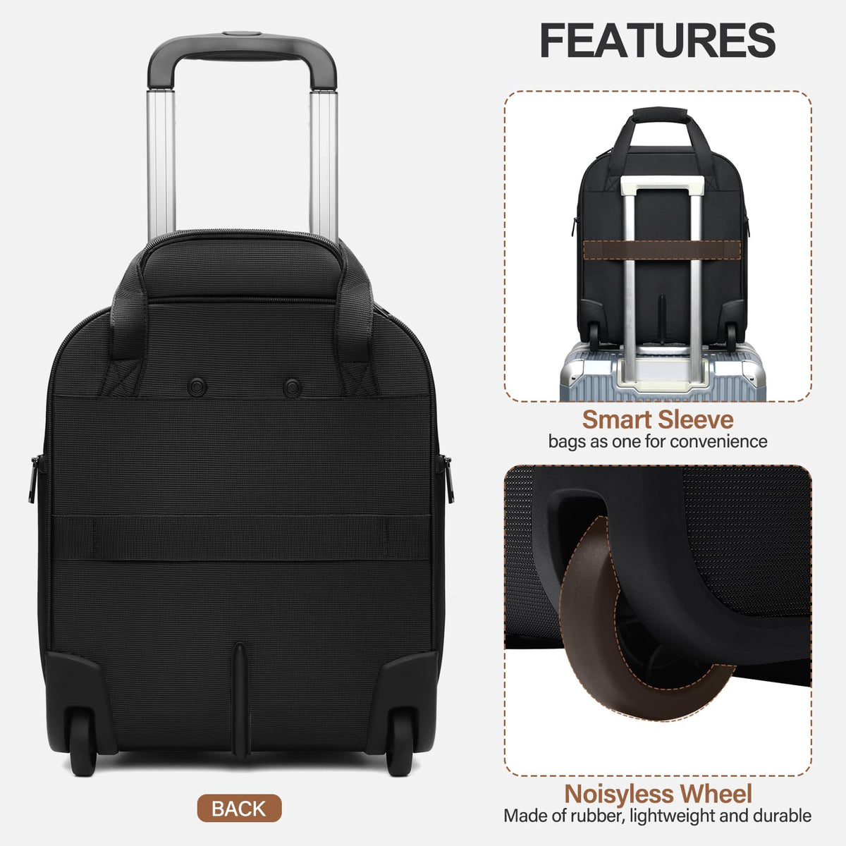 16-Inch Underseat Carry on Luggage with Wheels Black N692963