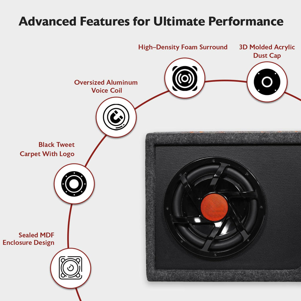 10" Powered Car Subwoofer with Enclosure W53986