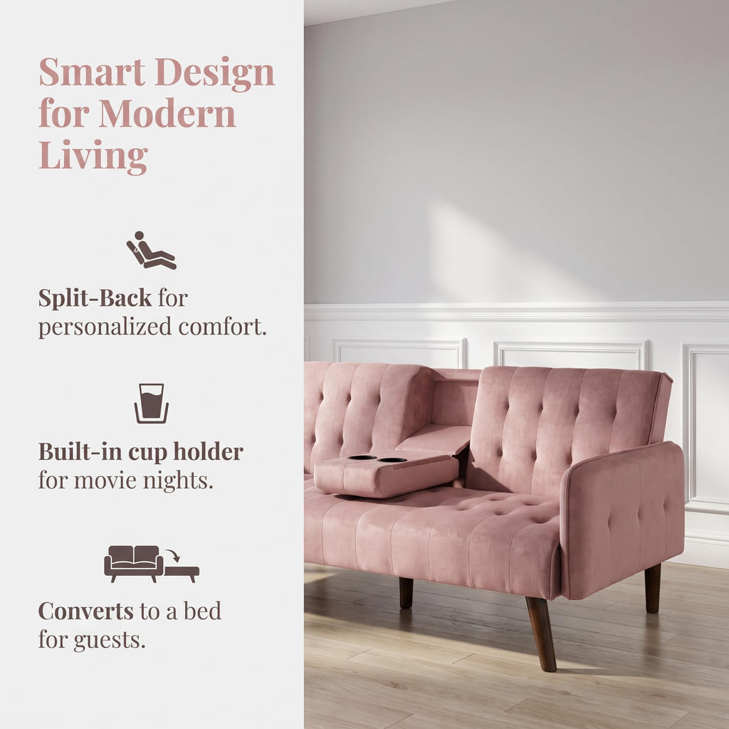 Pink Convertible Sleeper Sofa S61506