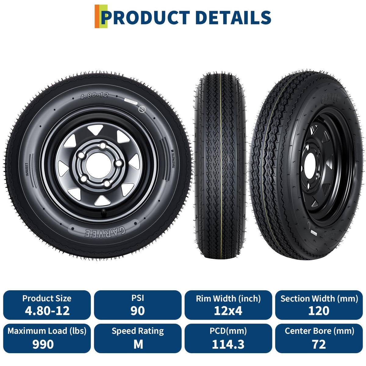 2-Pack 4.80-12 Trailer Tires with 12" Rims N512674