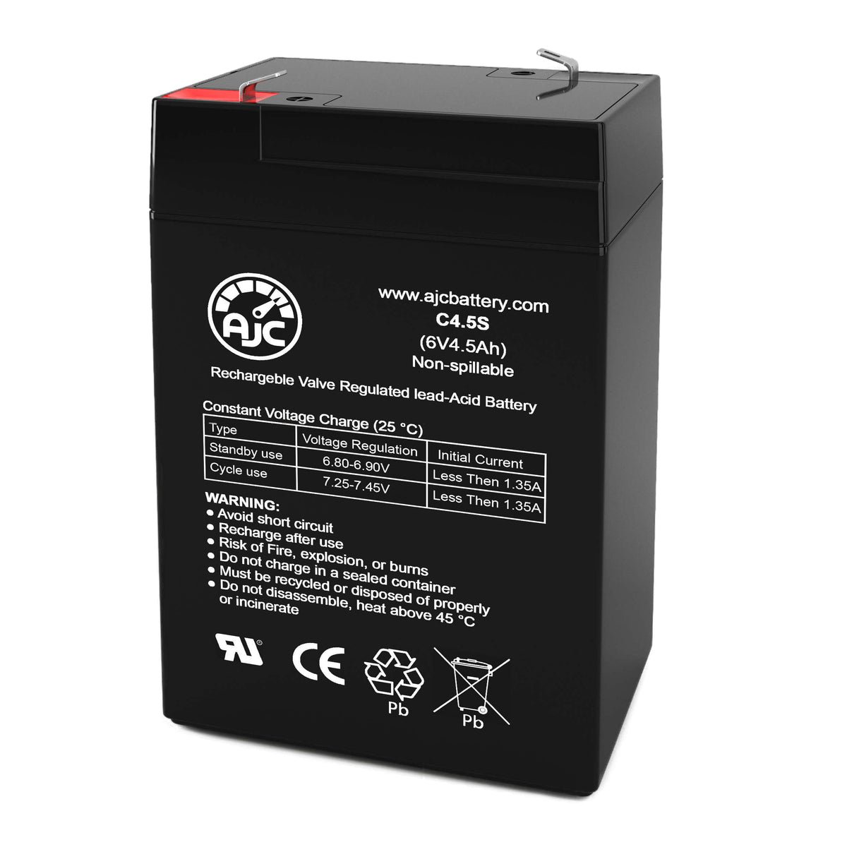 6V 4.5Ah Sealed Lead Acid Battery F62468