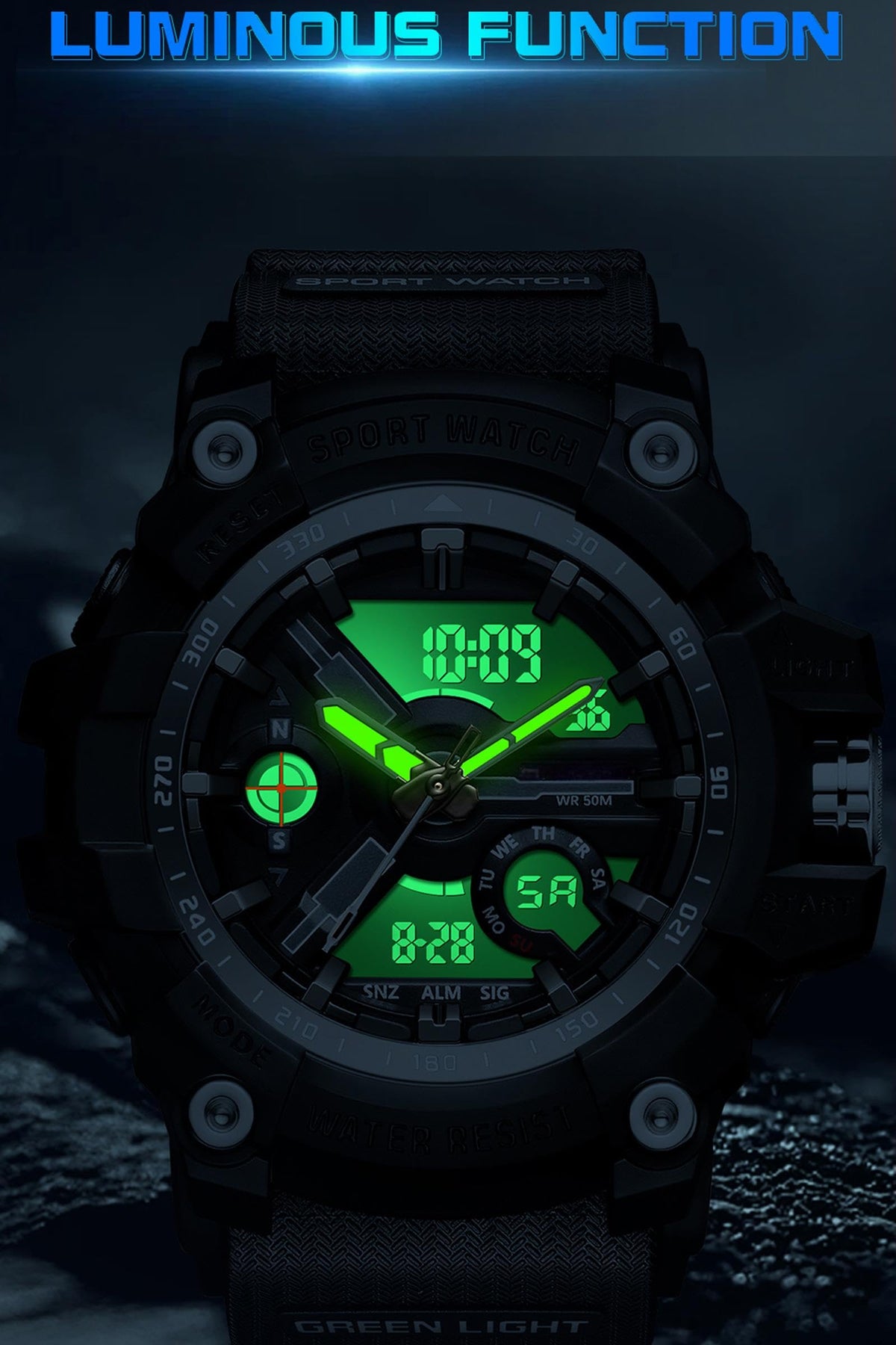 Waterproof Fluorescent Green Digital Watches D43889